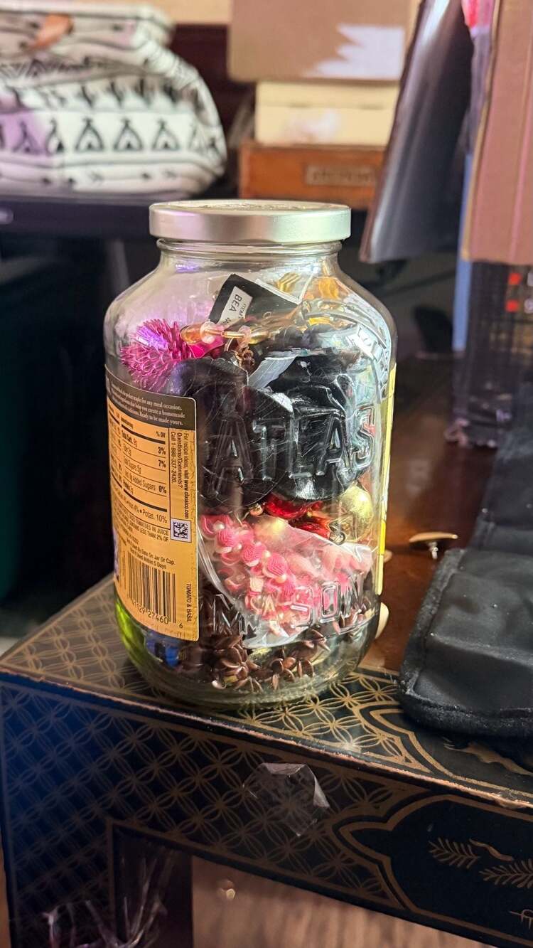 Bulk Jewelry Lot with Vintage Atlas Mason Jar Costume Jewelry Craft Mix